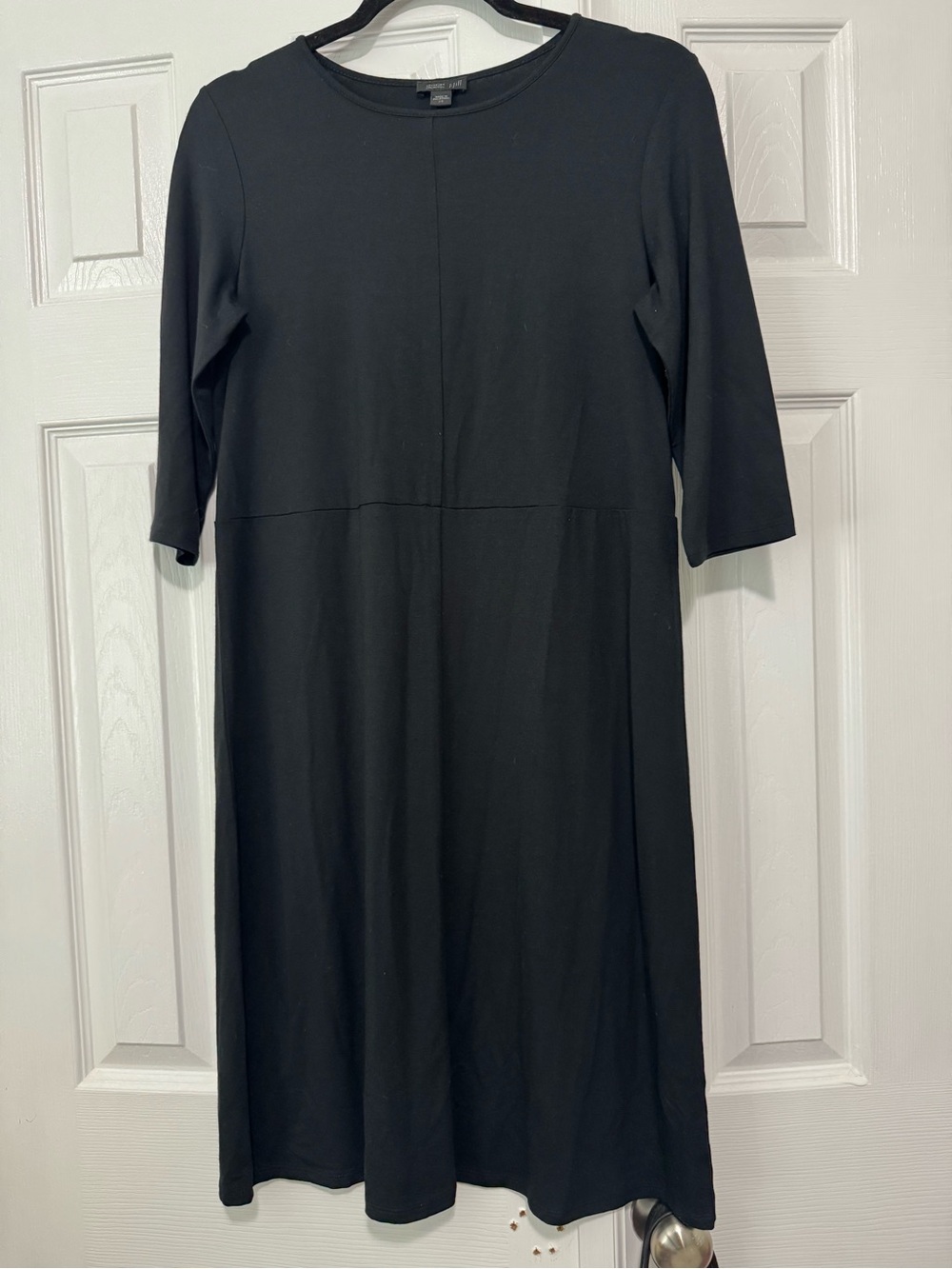 J. Jill Wearever Collection Black‎ Midi Dress with 3/4 Sleeves